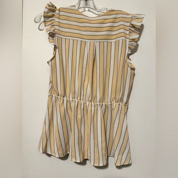 NWT Monteau Yellow And White Peplum Blouse - Women size L - Picture 2 of 4